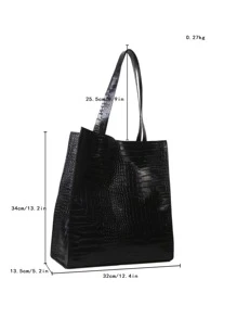 Crocodile Embossed Shoulder Tote BagLightweight,Portable,Large Capacity,Business Casual, Suitable For Teen Girls Women College Students,Rookies & White-Collar Workers, Perfect For Back To School,College,Middle School, High School,Work , Business, Commute