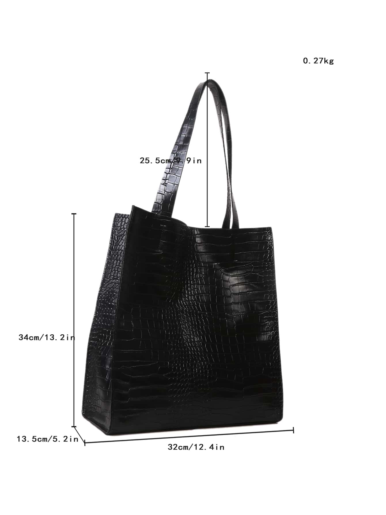 1PC Crocodile Embossed Vertical Tote Bag With Matching Wide Double Handles, Open Top Large Capacity Minimalist Commuter Shoulder Bag #CrocodileEmbossedToteBag #LargeCapacityWorkShoulderBag #MinimalistDailyCarryPurse