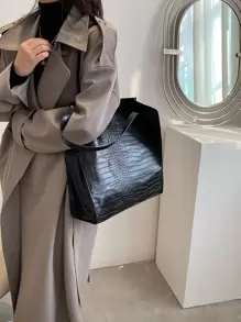 Crocodile Embossed Shoulder Tote BagLightweight,Portable,Large Capacity,Business Casual, Suitable For Teen Girls Women College Students,Rookies & White-Collar Workers, Perfect For Back To School,College,Middle School, High School,Work , Business, Commute