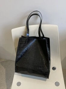 Crocodile Embossed Shoulder Tote BagLightweight,Portable,Large Capacity,Business Casual, Suitable For Teen Girls Women College Students,Rookies & White-Collar Workers, Perfect For Back To School,College,Middle School, High School,Work , Business, Commute