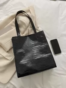Crocodile Embossed Shoulder Tote BagLightweight,Portable,Large Capacity,Business Casual, Suitable For Teen Girls Women College Students,Rookies & White-Collar Workers, Perfect For Back To School,College,Middle School, High School,Work , Business, Commute