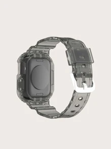 Dây đeo và hộp đựng trong suốt 2 trong 1 tương thích với Apple Watch - màu đen - Xem 2