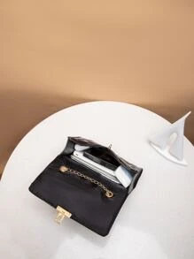 Lightweight,Business Casual Mini Quilted Chain Flap Square Bag For Teen Girls Women College Students,Rookies & White-Collar Workers Perfect For Office,College,Work ,Business,Commute,Outdoors, Travel, Outings, Street & Japanese Bag For Women - Black - View 4