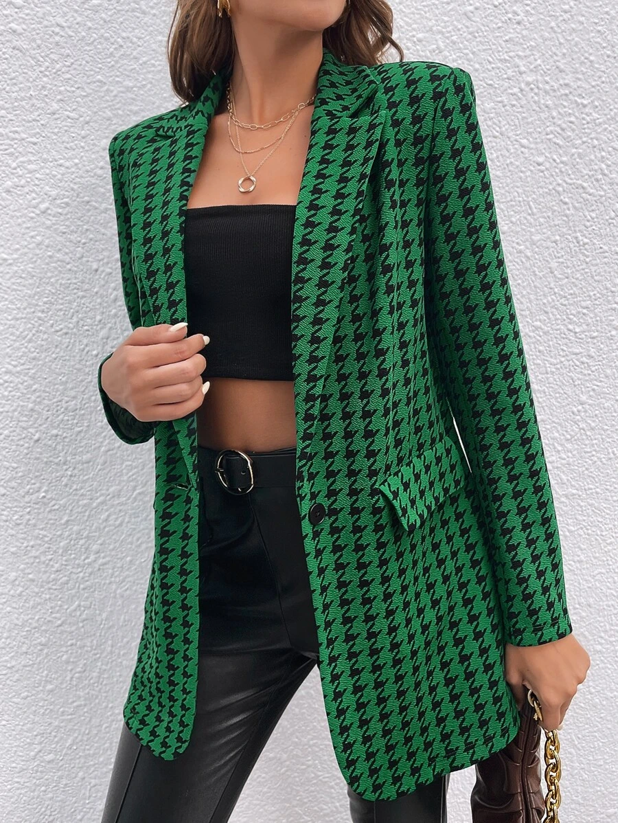 SHEIN Essnce Áo khoác  âu phục nữ Túi Nút phía trước răng cưa Thanh lịch - Nhiều màu - Xem 1