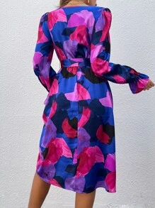 SHEIN Clasi Kleid mit Gürtel, Volant Ärmeln