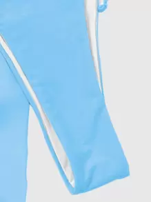 SHEIN Swim Summer Beach Solid Bikini Set Triangle Bra & Tie Side Bottom & Beach Skirt 3 Piece Bathing Suit - Blue - View 3