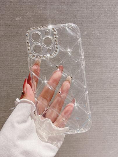 Bling Rhinestone Full Coverage Transparent Shockproof Case For IPhone 16 Pro Max/16/16 Pro/16 Plus/15/15 Pro Max/15 Pro/15 Plus/11/12/13/14/14 Pro Max/14 Pro/13 Pro Max