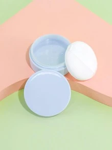 Plastic Empty Loose Powder Container Make-Up Loose Powder Puff Box Case With Sifter Lids And Powder Puff - Baby Blue - View 2