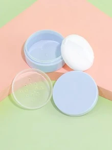 Plastic Empty Loose Powder Container Make-Up Loose Powder Puff Box Case With Sifter Lids And Powder Puff - Baby Blue - View 7