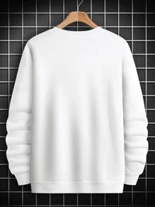 Manfinity Homme Áo nỉ họa tiết chữ cho nam, thường ngày mùa xuân/thu - trắng - Xem 2