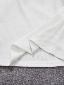 SHEIN Leap Crew Tween Girl 2 件/套休閒純色蝴蝶結燈籠袖襯衫 - 白色 - 查看 5