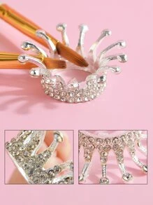 Viral Silberne Krone Strass Nagelkosmetikhalter - Premium Nagelkunst-Organizer mit Diamantakzenten für Salon & DIY Aufbewahrung