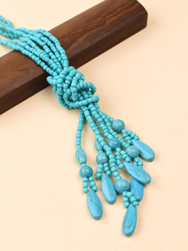 Collar con diseño de cuenta - Azul - Ver 2