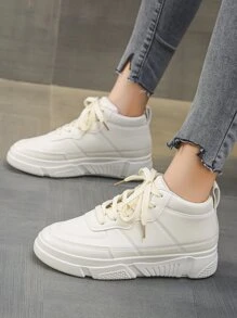 Minimalist Lace Up Front Skate Shoes - Beige - View 2