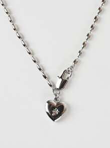 DAZY 心形装饰项链情人节 - 銀色 - 查看 3