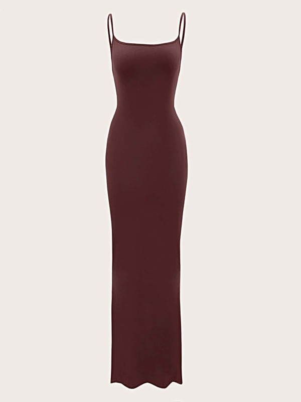 Solid Cami Lounge Dress, Long Dress
