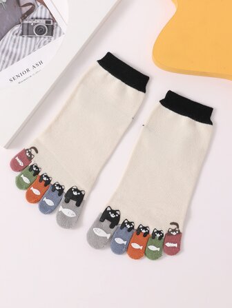 Calcetines de dedo con estampado de dibujos animados