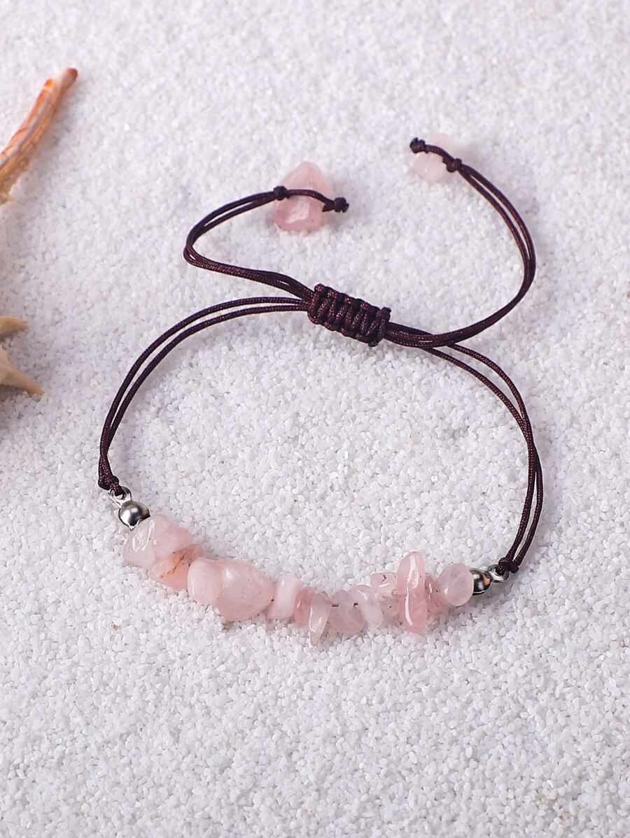 Vòng tay trang trí bằng đá ngẫu nhiên - Hồng - Xem 1