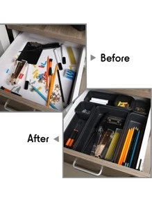 8pcs Plastic Desk Storage Box - Black - View 3