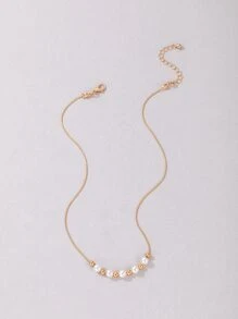 imoli Faux Pearl Decor Necklace - Yellow Gold - View 4