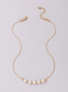 imoli Faux Pearl Decor Necklace - Yellow Gold - View 5