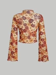 SHEIN MOD Áo nữ Xù nhỏ Hoa Tất cả trên in Boho - Nhiều màu - Xem 6