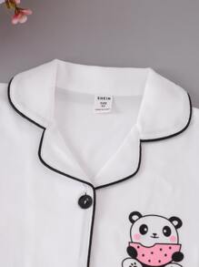 Tween Girl Panda Pattern Long Sleeve Top And Striped Pants Homewear - Multicolor - View 5