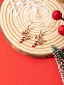 Fashionable and Popular Men Christmas Candy Cane Drop Earrings Alloy for Jewelry Gift and for a Stylish Look - Multicolor - View 3