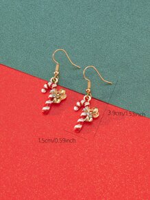 Fashionable and Popular Men Christmas Candy Cane Drop Earrings Alloy for Jewelry Gift and for a Stylish Look - Multicolor - View 5