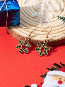 Men Christmas Snowflake Drop Earrings - Multicolor - View 2
