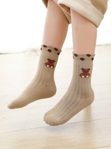 5雙小女童熊圖案中筒襪 - 彩色 - 查看 3