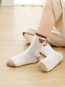 5雙小女童熊圖案中筒襪 - 彩色 - 查看 5