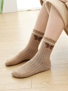 5雙小女童熊圖案中筒襪 - 彩色 - 查看 7