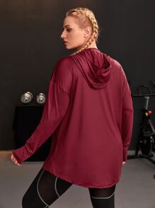 SHEIN Sports Plus Drop Shoulder Sports Top - Burgundy - View 2