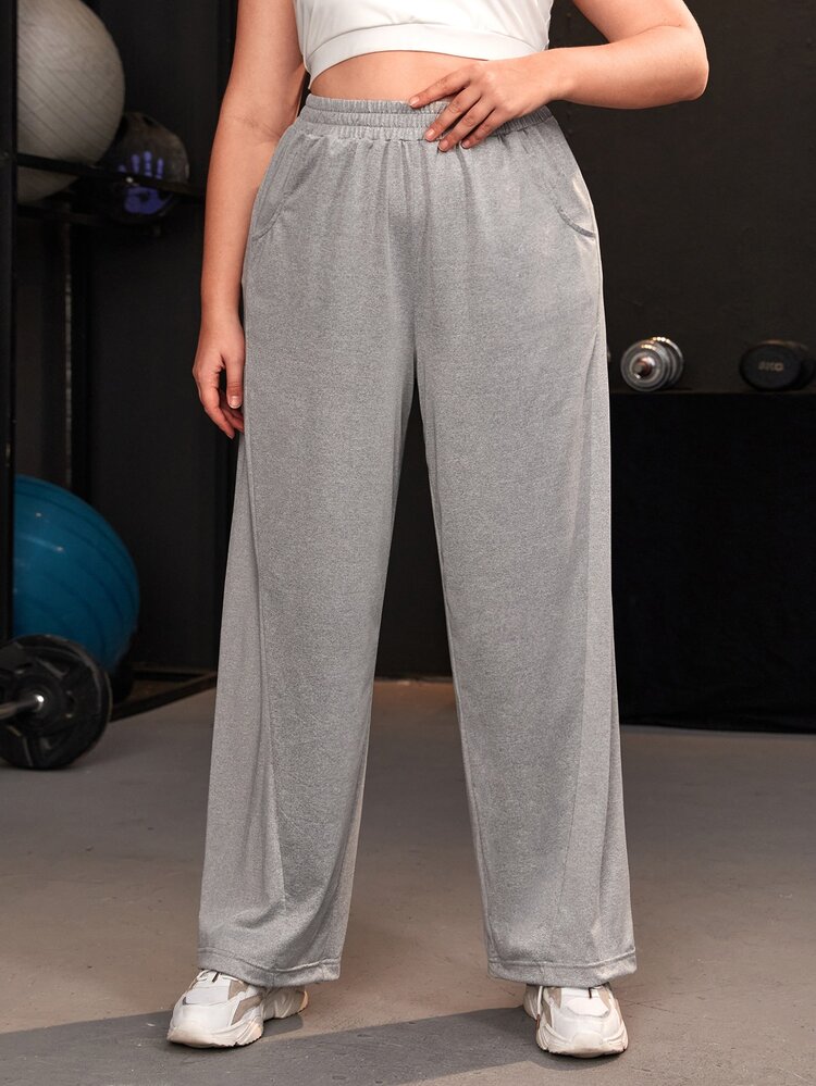 Pantalones deportivos suave con bolsillo oblicuo - Gris Claro - Añade 4