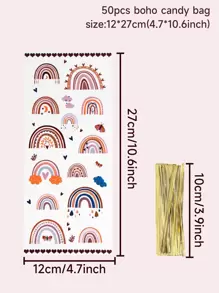 20/50pcs Bohemian Rainbow Style Gift Bags + Gold Tie, Bohemian Rainbow Birthday Decoration Party Favor Bags,Birthday Party Gift Wrapping Supplies Packaging Bags Kitchen Packaging Supplies Bohemian Rainbow Bags - Multicolor - View 5
