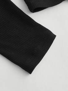 SHEIN MOD Sweetheart Neck Grommet Lace Up Front Crop Tee - Black - View 4