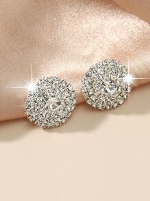 Rhinestone Decor Stud Earrings - Silver - View 2