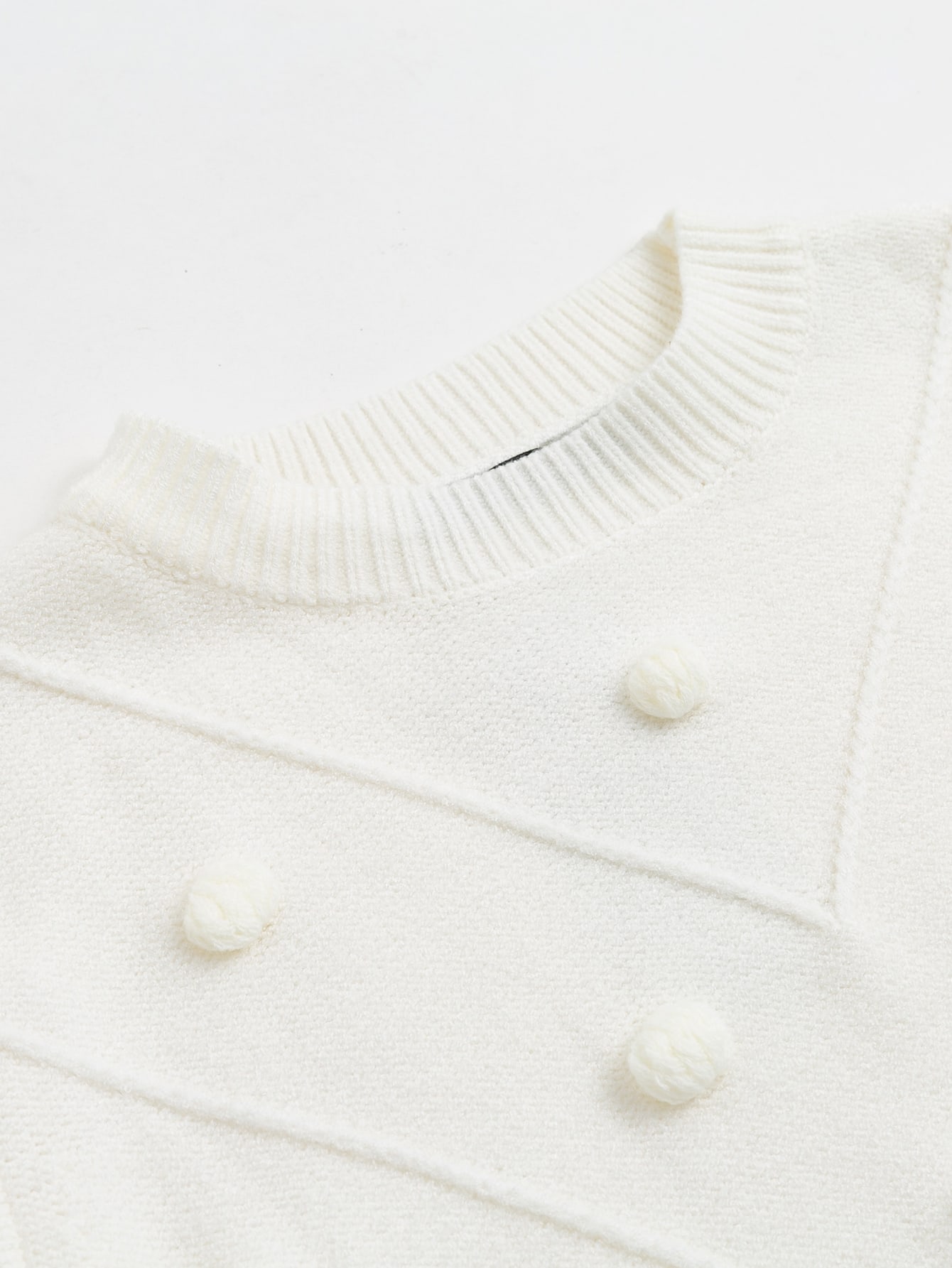 Simplee Solid Sleeve Pompom Detail Sweater SHEIN USA