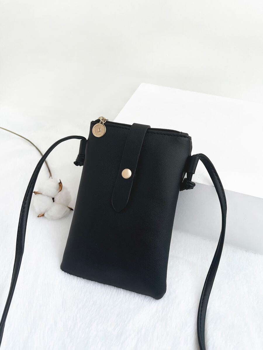 迷你简约方形包轻便时尚白领上班族大学工作商务通勤办公室周年纪念生日情人节礼物手机包iPhone包包手机包手机包女士钱包钱包 - 黑色 - 查看 1