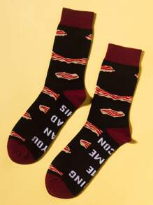 Men Slogan Graphic Crew Socks - Multicolor - View 1