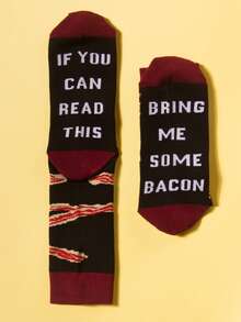 Men Slogan Graphic Crew Socks - Multicolor - View 2