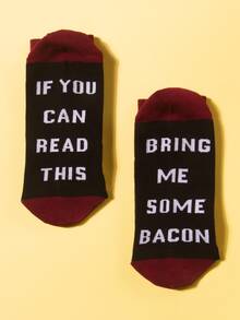 Men Slogan Graphic Crew Socks - Multicolor - View 3
