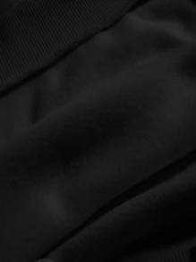 SHEIN EZwear Letter Graphic Thermal Lined Sweatshirt - Black - View 3