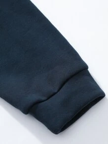 Manfinity Hypemode Áo nỉ Nam Dây kéo Túi màu trơn Giải trí - Màu xanh hải quân - Xem 3