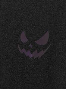 GENTILAND Men Reflective Cartoon Face Print Hoodie & Joggers - Black - View 3