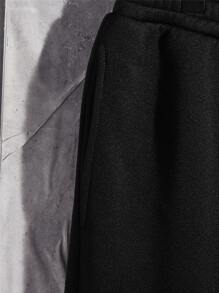 GENTILAND Men Reflective Cartoon Face Print Hoodie & Joggers - Black - View 4