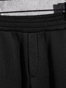 GENTILAND Men Reflective Cartoon Face Print Hoodie & Joggers - Black - View 5