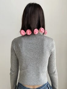 DAZY Easy Use Practical Hair Styling Tool, Mushroom Silicone Hairstyle Roller - Pink - View 5