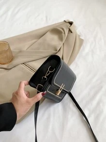 Túi đeo vai nữ mini thời trang thông thường mới Khóa kim loại màu đỏ - màu đen - Xem 5